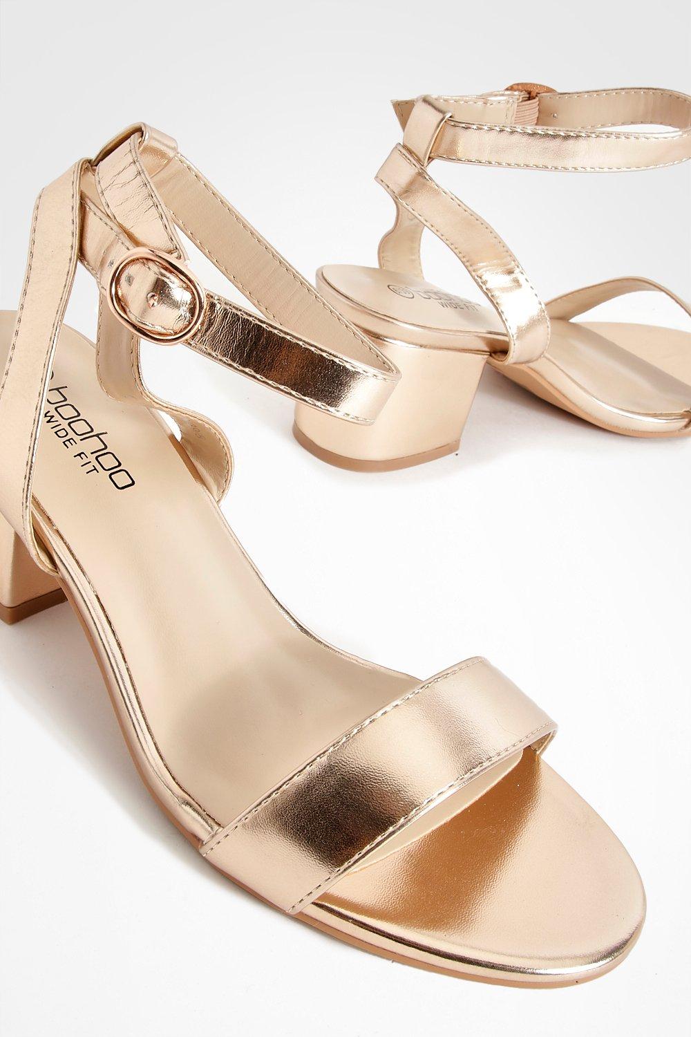 Rose gold wide 2025 fit block heels